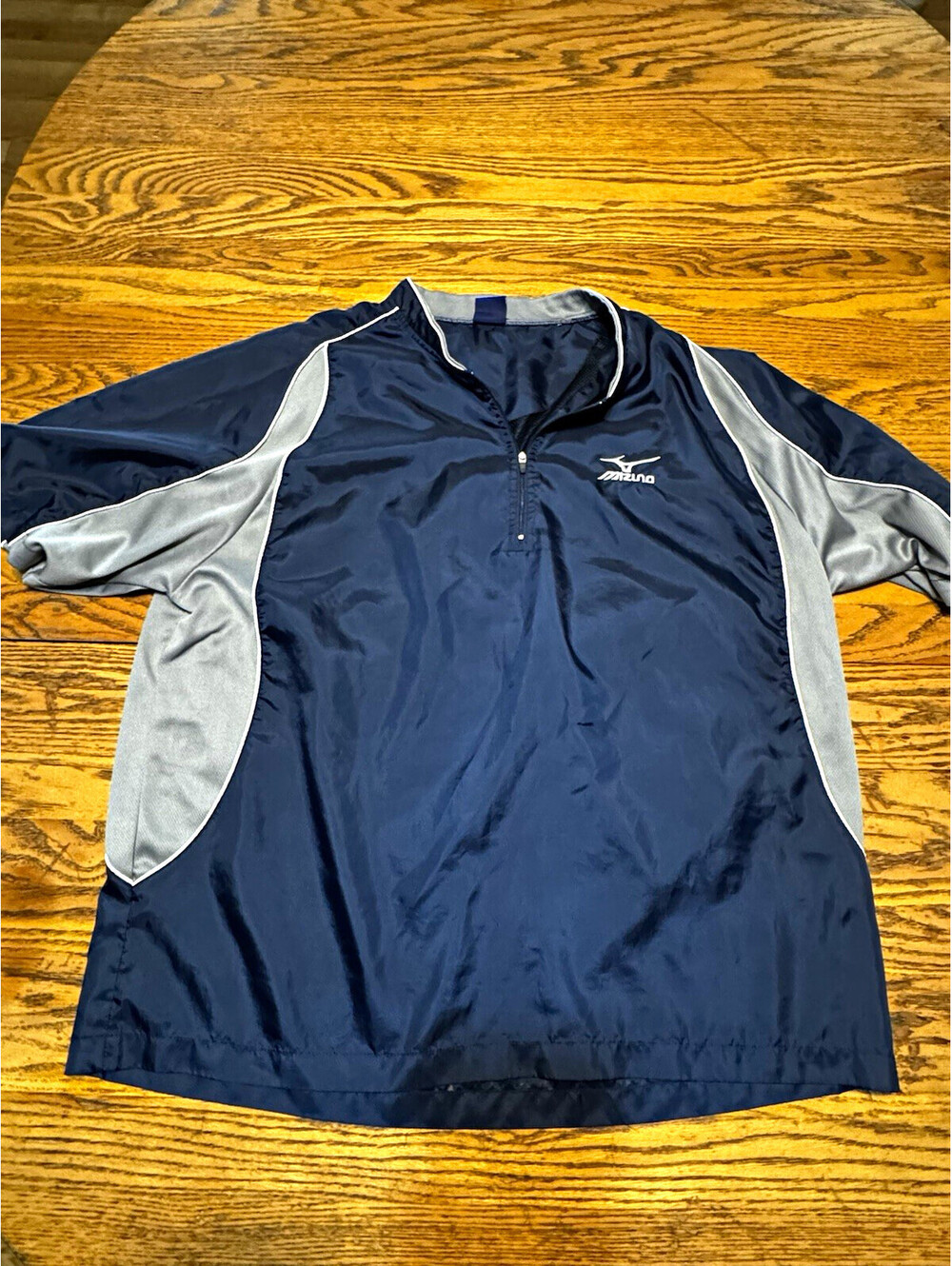 Mizuno Men’s L Blue/Gray Colorblock Half Zip Polyester Windbreaker Jacket
